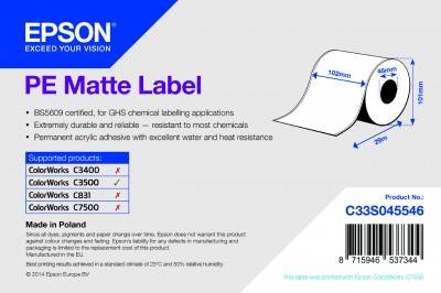 PAPEL EPSON PoliEtile.Matte Rollo Adhesivo 102mm x 29m TM-C3500