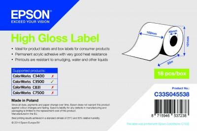 PAPEL EPSON High Gloss Rollo Adhesivo 102mm x 33m TM-C3500
