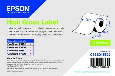 PAPEL EPSON High Gloss Rollo Adhesivo 76mm x 33m TM-C3500