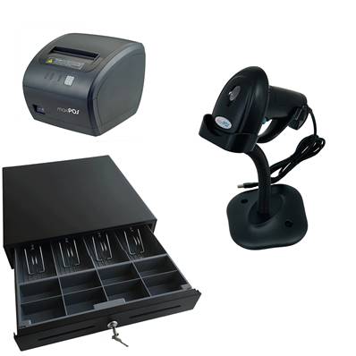 PACK COMERCIO: IMPRESORA TERM. + SCANNER LASER + CAJON 